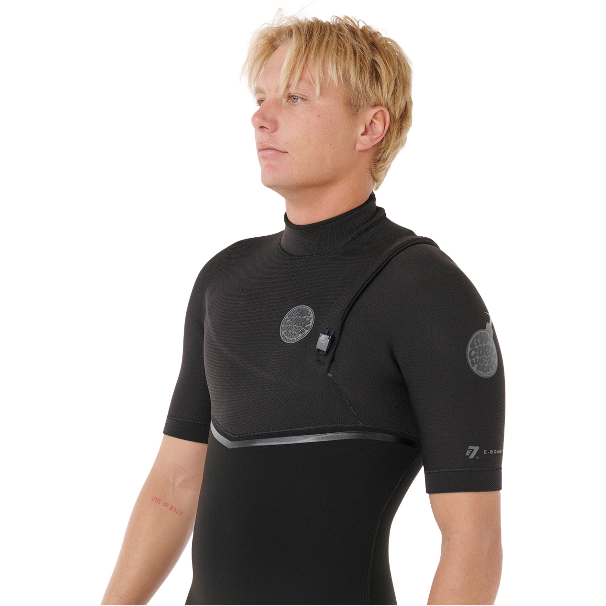2026 Rip Curl Mens E-Bomb 2/2mm Zip Free Short Sleeve Wetsuit 17XMFS - Black
